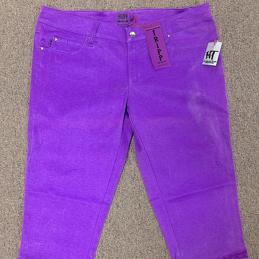 Hot Topic Tripp NYC Rocker Neon Purple Capris -15